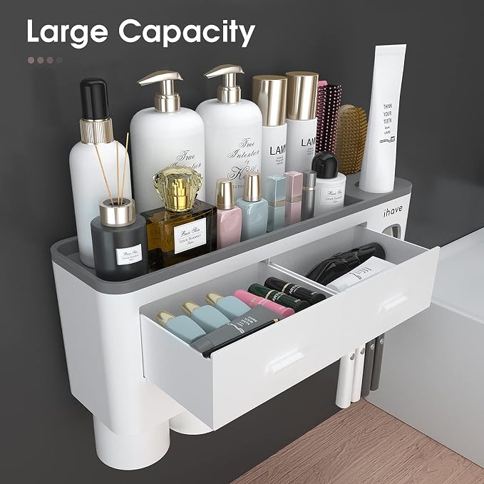 iHave Toothbrush Holders for Bathrooms, 4 Cups Toothbrush Holder Wall Mounted - Image 2