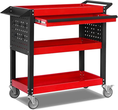 3 Tier Tool Cart on Wheels, Heavy Duty Metal Rolling by ToolCart