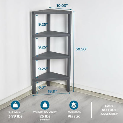 Honey-Can-Do 4-Tier Plastic Corner Storage Shelf, kitchen or office - Image 2