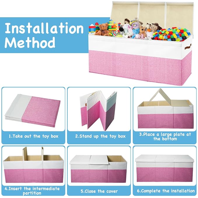 Large Toy Box Chest, Toy Storage Organizer, Storage Bins - Image 9