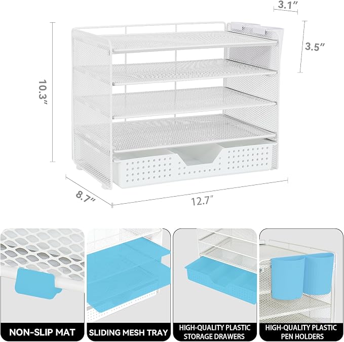 LEKETREE Desk Organizer and Accessories, 5-Tier Paper Letter Tray Organizer - Image 2
