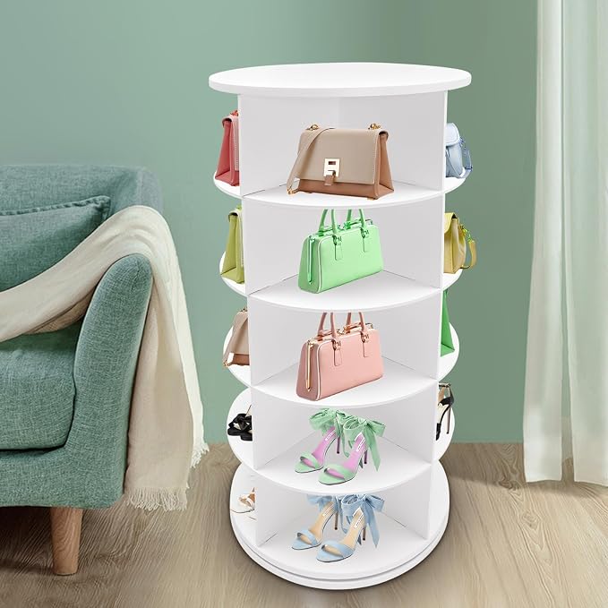 LYNICESHOP 5 Tier Rotating Shoe Rack 360° Freestanding Shoe Organizer | Holds - Image 2