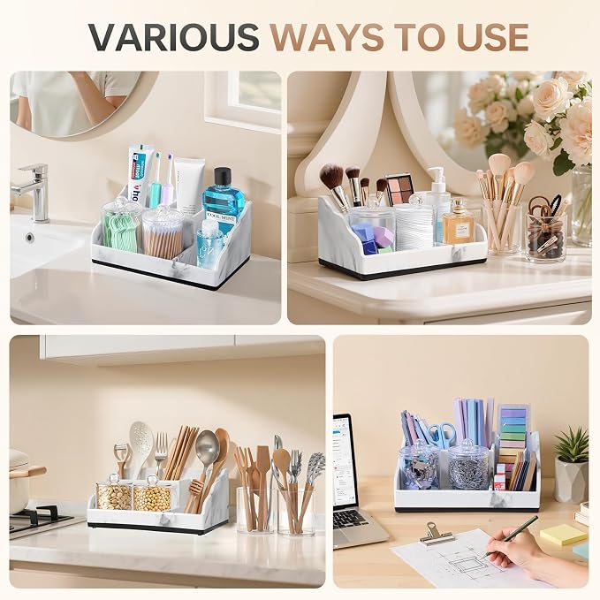 Marble Bathroom Countertop Organizer, Toothbrush Holders - Image 3