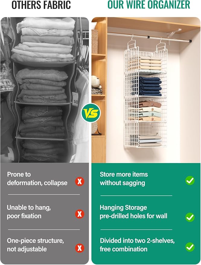 Hanging Closet Organizer, 4 Tier Metal Closet Organizers and Storage - Image 5