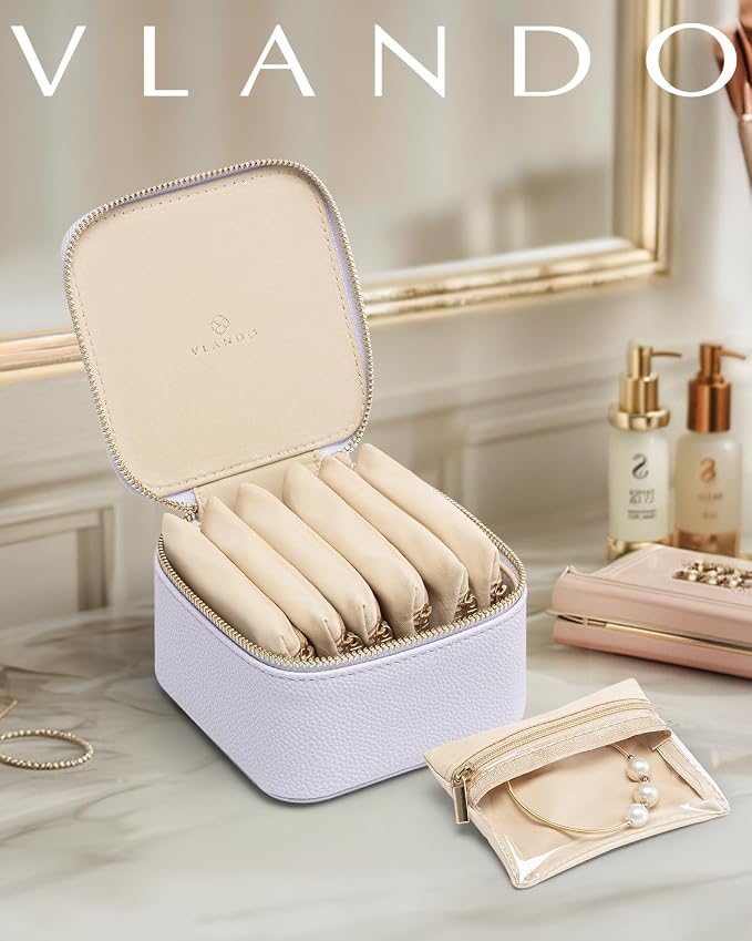 Vlando Travel Jewelry Case Organizer, Small Jewelry Box - Image 5