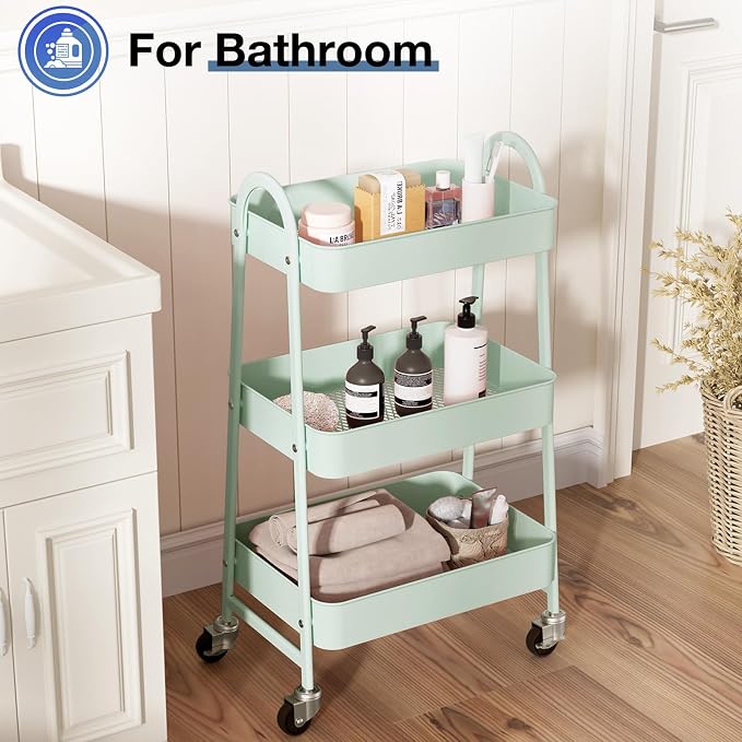 OLIXIS Metal 3 Tiers Utility Rolling Cart - Image 5