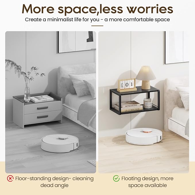 Floating Nightstand, Wood Bedside Shelf Wall Mounted Nightstand - Image 5