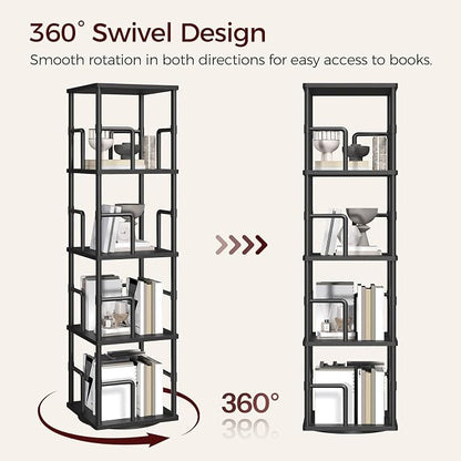 MAHANCRIS 4-Tier Rotating Bookshelf, Freestanding Corner Bookshelf, 360° - Image 5