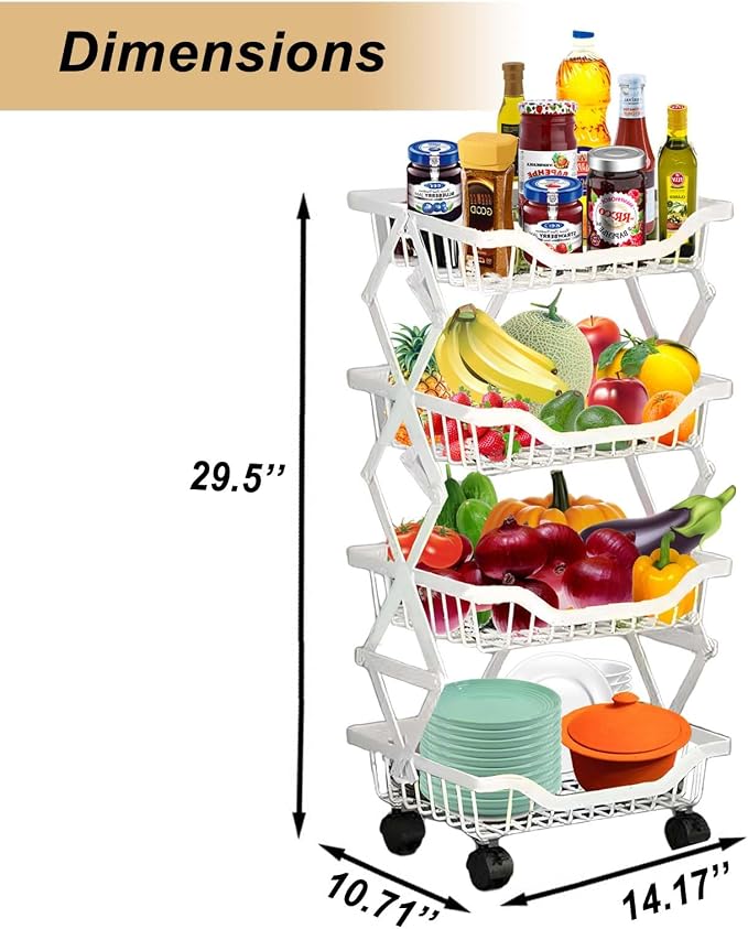 Rolling Rack Storage Cart, Foldable Metal Organizer - Image 2