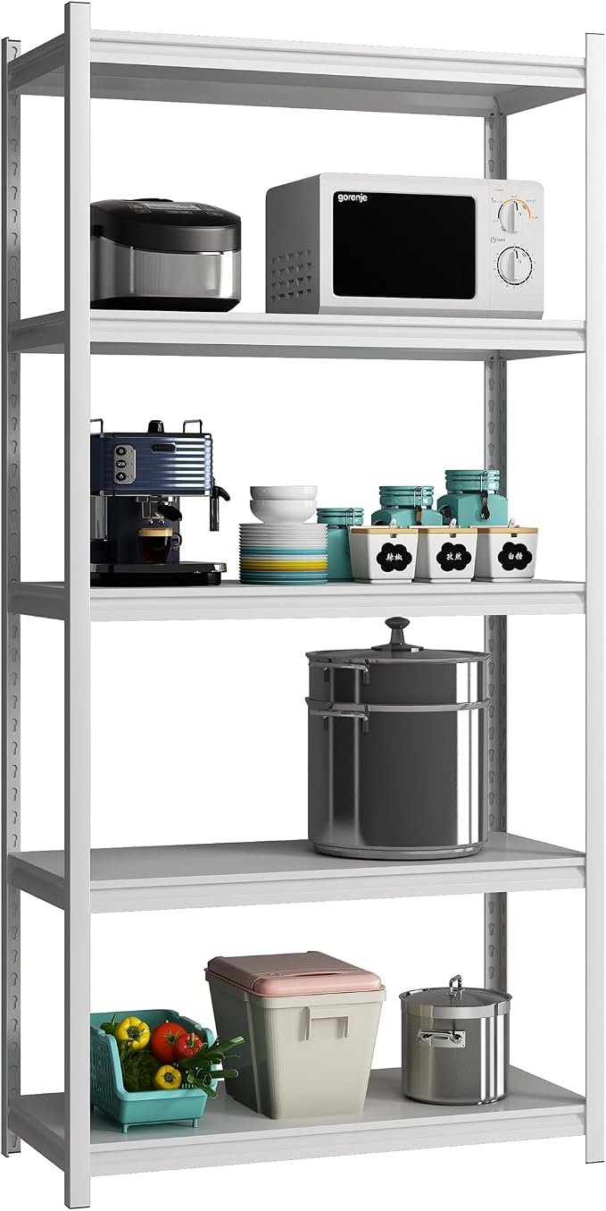 5 Tier Metal Storage Shelves Adjustable Garage Shelving, Heavy Duty Industrial by Elitehouse