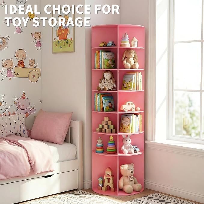 Karl home Pink 7 Tier 360° Rotating Shoe Rack Tower, Spinning Shoe Display | - Image 8