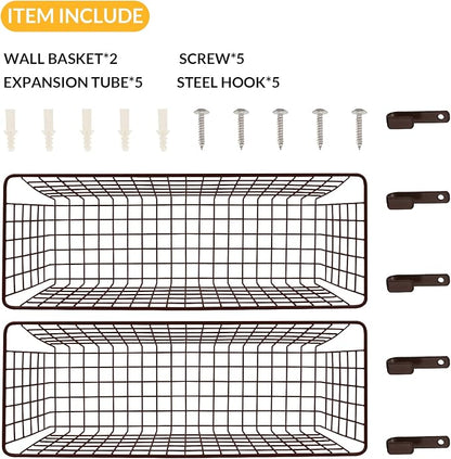 2 Sets Brown Extra Large Hanging Wall Basket - Image 4