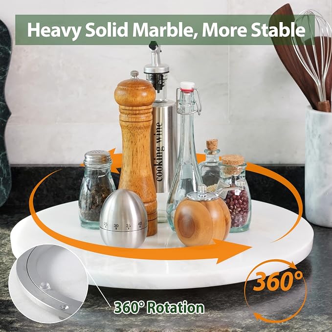 Marble Lazy Susan, 16 in Lazy Susan Turntable Organizer - Image 4