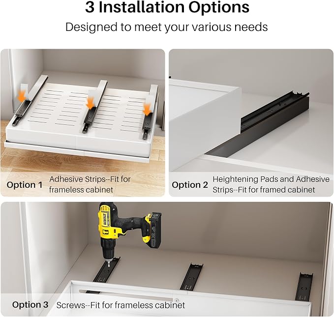 Pull out Cabinet Organizer, Adjustable Full-Extension Adhesive Roll out Shelves - Image 7
