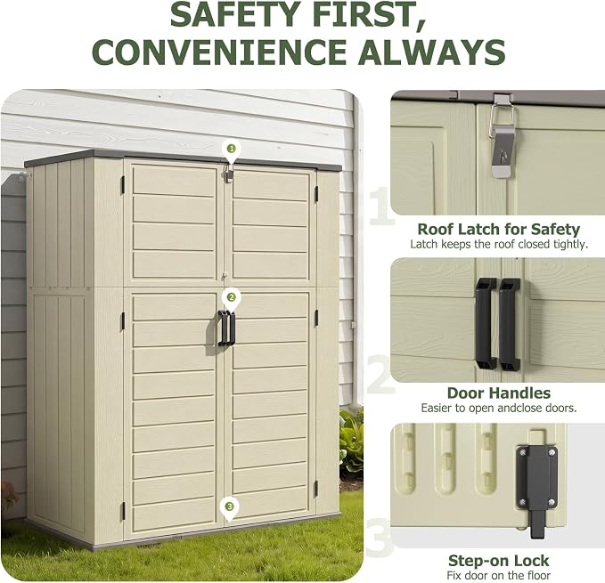 Aoxun 61 Cu.Ft Outdoor Storage Shed, Widened Outdoor Storage Cabinet Waterproof - Image 4
