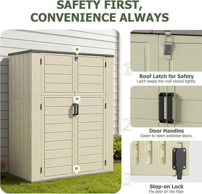 Aoxun 61 Cu.Ft Outdoor Storage Shed, Widened Outdoor Storage Cabinet Waterproof - Image 4