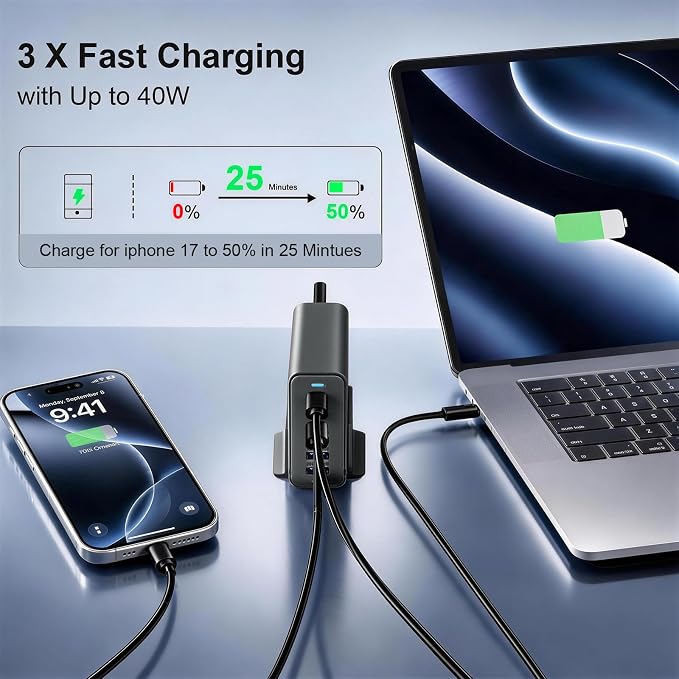 165W GaN USB C Charging Station, 6 Port Desktop Charger - Image 3
