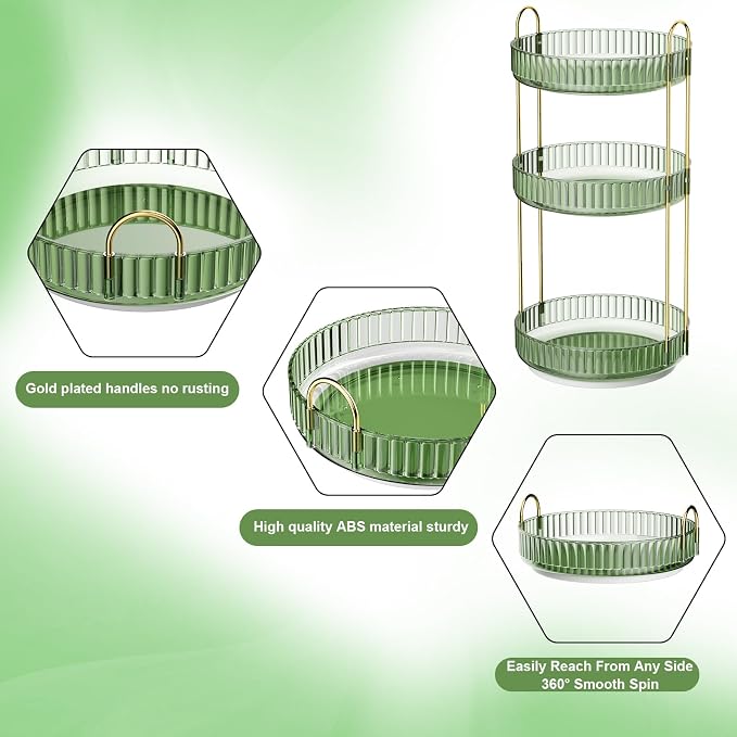 GTI 360°Rotating Makeup Organizer, 3 Tier Large Capacity Perfume Cosmetics - Image 5