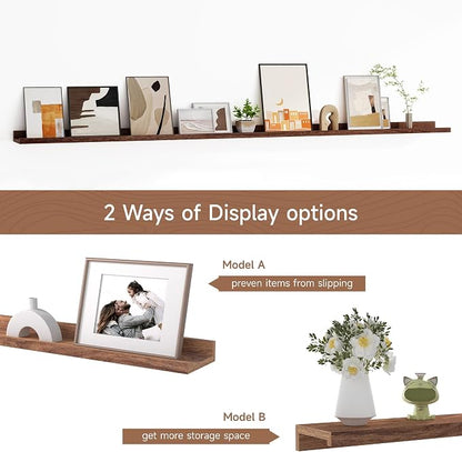 Floating Picture Ledge Shelves for Wall Set of 2, 72 Inches Picture Ledge Shelf - Image 6
