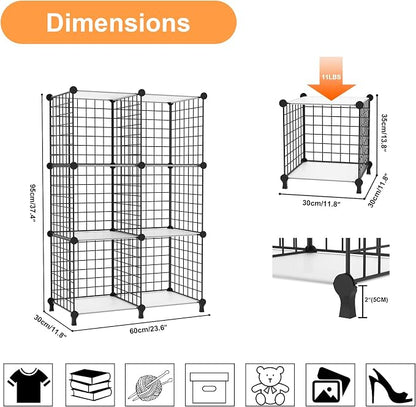 AWTATOS Wire 6 Cube Storage Organizer, Closet Storage Shelves Stackable | Metal - Image 3