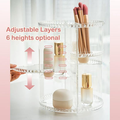 Rotating Makeup Organizer, DIY 8 Adjustable Layers Spinning Skincare Organizer - Image 3