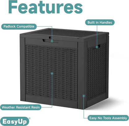 30 Gallon Waterproof Resin Deck Box, UV Resistant Outdoor Storage - Image 3
