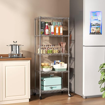 SINGAYE 5 Shelves Storage Shelf Wire Closet Bathroom Organizers Metal Pantry - Image 8