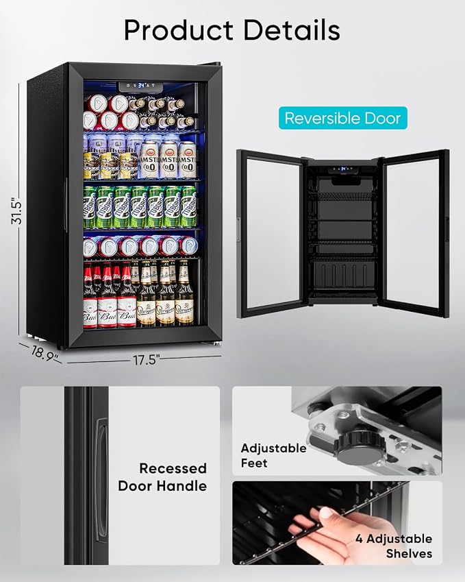 3.2 Cu.Ft Mini Fridge with Glass Door - Image 7