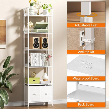Furologee White 6 Tier Bookshelf - Image 4