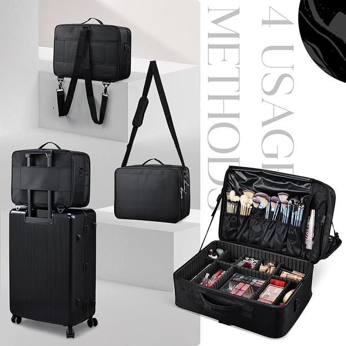 Adazzo Large Makeup Bag, 3 Layers 17” Makeup Case Organizer - Image 9