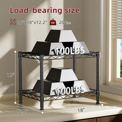 SINGAYE Small Wire 2 Shelves Pantry Metal Shelf Floor Organizer Under Desk | - Image 3