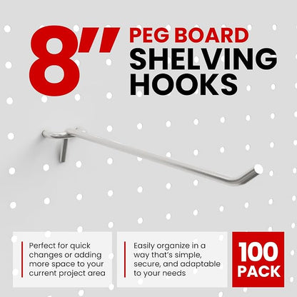 100 Pack PEG Board Pegboard Shelving Hooks 8" Length Wholesale Lot - Image 2