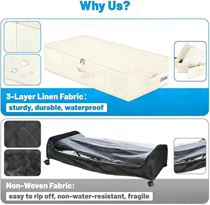 Under Bed Storage Container Bins 2 Pack, Low Profile Foldable Underbed Clothes - Image 4