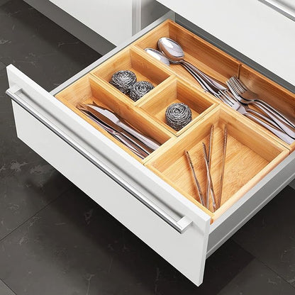 Fabsome Bathroom Drawer Organizer, Bamboo Box Bin - Image 5