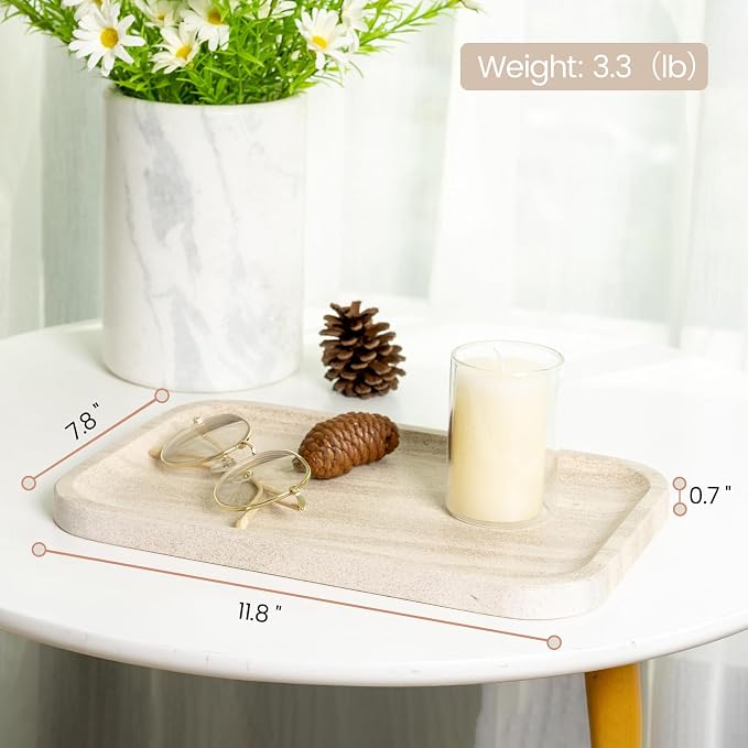 Marble Vanity Tray, Bathroom Tray Countertop, Decorative Dresser Organizer - Image 3
