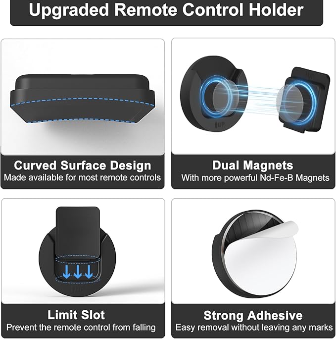 YYILIS Magnetic Remote Control Holder Wall Mount, 4 Pack TV Remote Control - Image 4