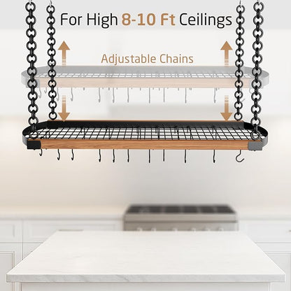 KES 48 Inch Large Hanging Pot Rack Ceiling Mount - Image 8