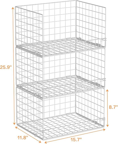 Closet Organizers and Storage Basket- 3-Tier Stackable Storage Bins, Foldable - Image 3