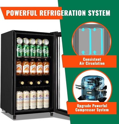 WANAI Mini Fridge Glass Door 120 Cans Beverage Refrigerator Small Wine Cooler - Image 2