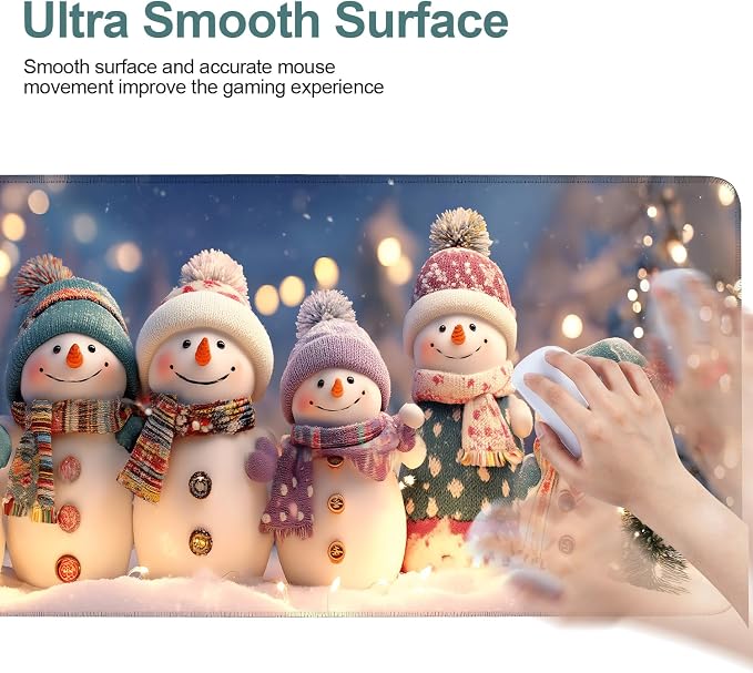 Six Snowmen Gaming Mouse Pad 31.5"x11.8"Desk Mat Anti-Slip Rubber Base & - Image 5