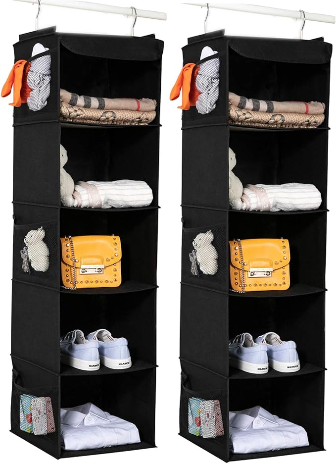 BrilliantJo 2 Pack Hanging Closet Organizer, 5 Shelves Hanging Storage by BrilliantJo