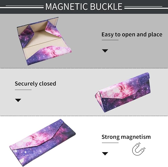 Foldable Glasses Case, Magnetic PU Leahter Sunglasses Case, Cute Hard Shell - Image 5