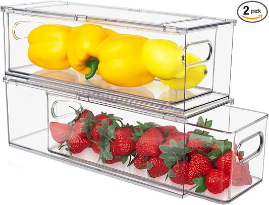 Abiudeng 2 Pack Stackable Refrigerator Organizer Bins by Abiudeng