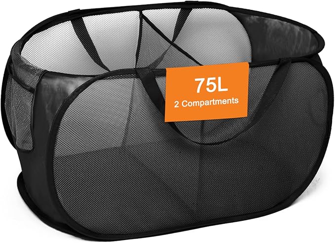 Foldable Laundry Baskets, Collapsible Mesh Laundry Hamper, Durable Pop Up by Bemkoo