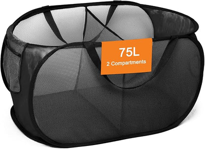 Foldable Laundry Baskets, Collapsible Mesh Laundry Hamper, Durable Pop Up by Bemkoo