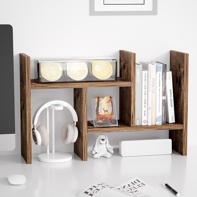 Jerry & Maggie Desktop Organizer Office Storage Rack Adjustable Wood Display by JERRYMAGGIE