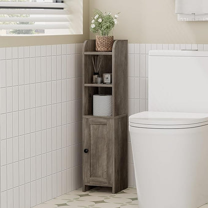 Homhedy Small Bathroom Storage Cabinet, Narrow Toilet Paper Cabinet | Corner - Image 2