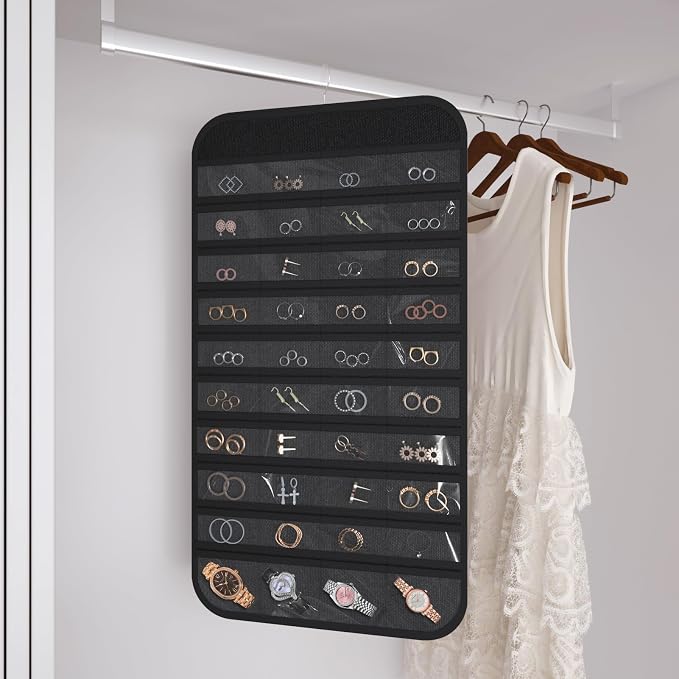 Hanging Jewelry Organizer Storage, 40 Pockets 36 Hooks Necklace Earring - Image 6