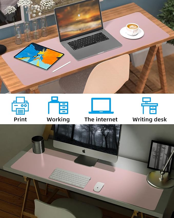 Non-Slip Desk mat, PU Leather Desk Pad Protector, Office Desk Mat, Large Mouse - Image 6
