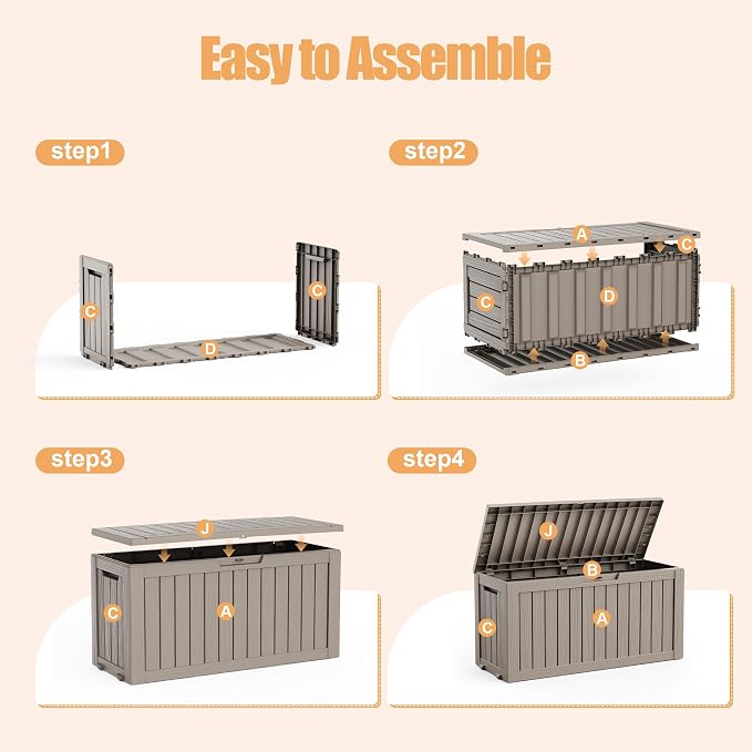 Outdoor Storage Box, 100 Gallon Resin Deck Box, Indoor Outdoor Waterproof - Image 7